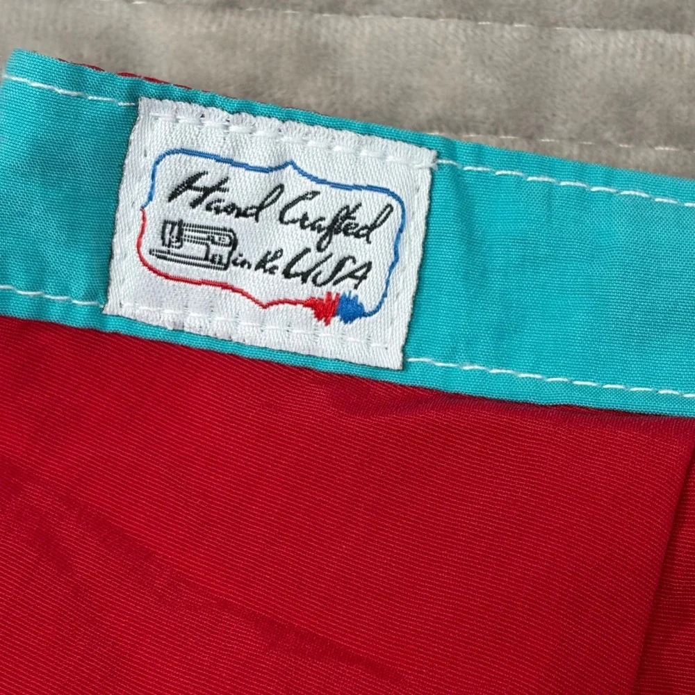 Kanvas by Katin Mens Red Turquoise Nylon Custom Surf Trunks Board Shorts Size 32